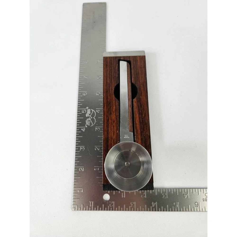Vintage MCM Barware Cocktail Jigger Pourer Wooden Steel Handle Bar Holder Japan